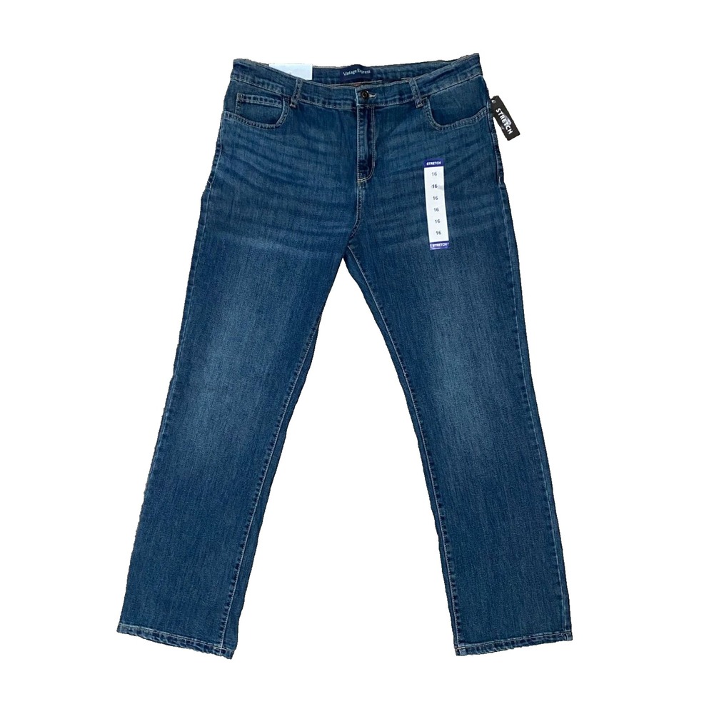 NWT Boys Vintage Express Jeans Size 16  Blue Denim Pants Straight‎ Leg
